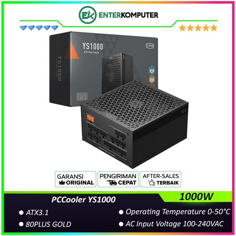 PCCooler YS1000 1000W 80+ Gold ATX 3.1 PCIe 5.1 Fully Modular - foto 1