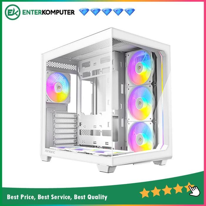 Antec CONSTELLATION C5 WHITE ARGB - Mid-Tower Gaming Case - Stylish Front Panel - Dual Chamber Design - 4mm Tempered Glass Side Panel - Type-C 3.2 Gen 2 Ready - Free 6Pcs 120mm PWM ARGB Fans Reverse + 1Pcs 120mm PWM ARGB Fans - foto 1