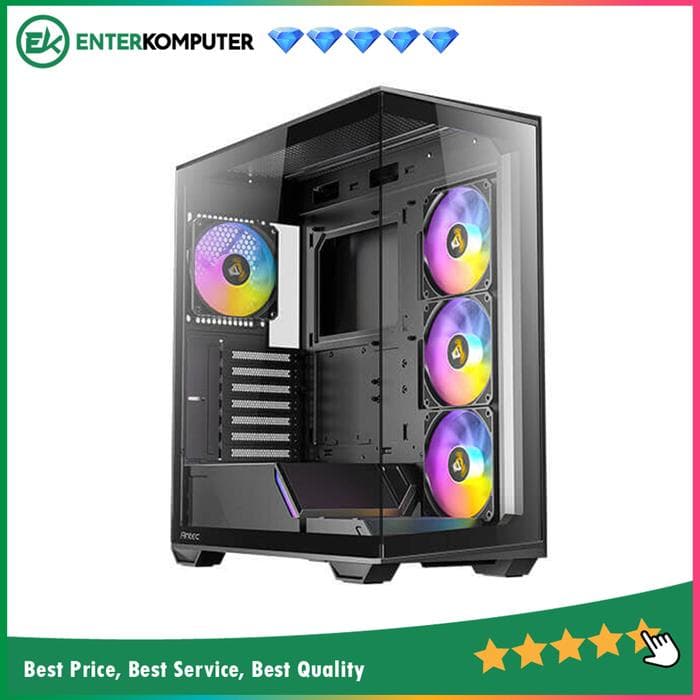 Antec CONSTELLATION C3 BLACK ARGB - Mid-Tower Gaming Case - Massive Airflow via Honeycomb Mesh - 4mm Tempered Glass Side Panel - Type-C 3.2 Gen 2 Ready - Free 3Pcs 120mm PWM ARGB Fans Reverse + 1Pcs 120mm PWM ARGB Fans - foto 1