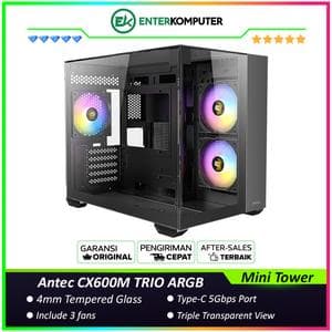 Antec CX600M TRIO ARGB - Mini Tower Gaming Case - Dual Chamber Design - 4mm Tempered Glass with Triple Transparent View - Type C Ready - Free 2Pcs 120mm ARGB Fans Reverse + 1Pcs 120mm ARGB Fans - foto 1