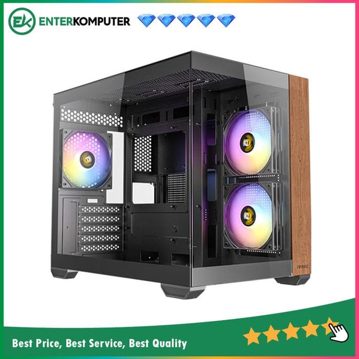 Antec CX600M WOOD ARGB - Mini Tower Gaming Case - Dual Chamber Design - 4mm Tempered Glass with Exotic WOOD - Type C Ready - Free 2Pcs 120mm ARGB Fans Reverse + 1Pcs 120mm ARGB Fans - foto 1