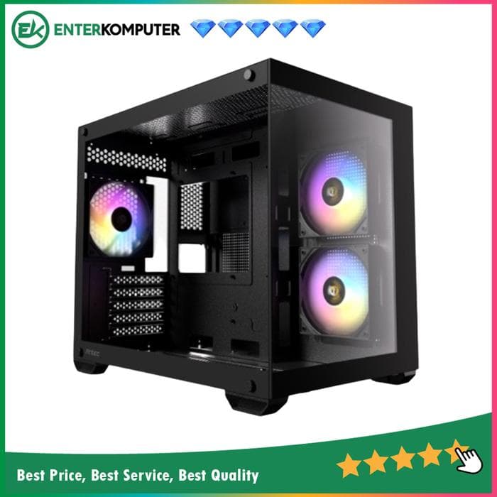 Antec CX600M RGB BLACK - Mini Tower Gaming Case - 4mm Tempered Glass Side Panel - Free 2Pcs 120mm RGB Fans Reverse + 1Pcs 120mm RGB Fans - foto 1