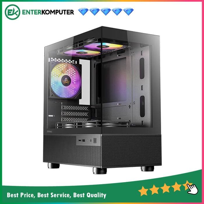 Antec CX200M RGB ELITE - Mid-Tower M-ATX Gaming Case - Tempered Glass Side Panel - Free 3Pcs 120mm RGB Fans + 2Pcs 120mm RGB Fans Reverse - foto 1