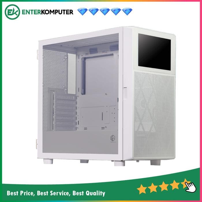 CUBE GAMING CINEMA WHITE - ATX Gaming Case - All White Inside - Mesh Front Panel with Display Front It! - Left Side Glass Door - USB Type C Included - PSU Cover - Dust Filter - foto 1