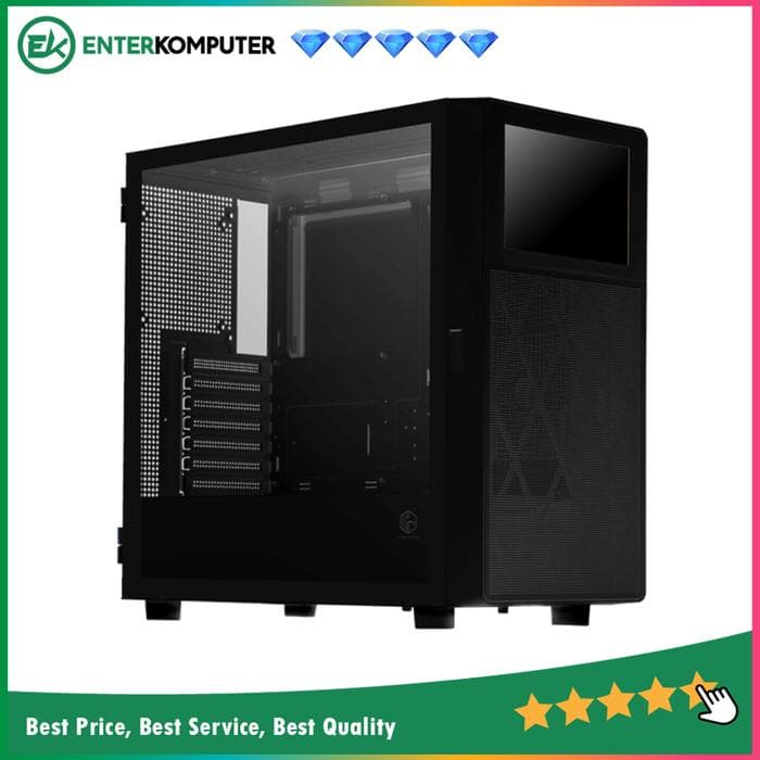 CUBE GAMING CINEMA BLACK - ATX Gaming Case - Mesh Front Panel with Display Front It! - Left Side Glass Door - USB Type C Included - PSU Cover - Dust Filter - foto 1