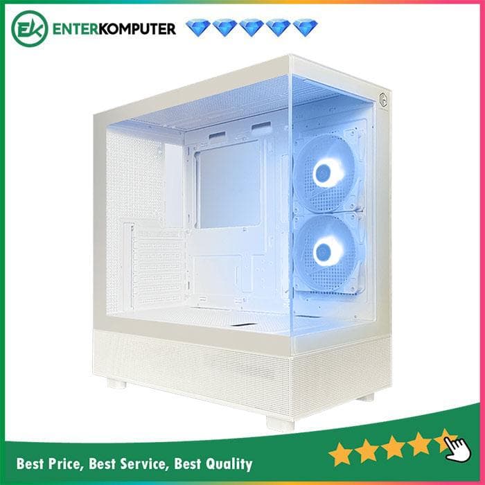 CUBE GAMING COMSEL WHITE - ATX Gaming Case - Front & Left Side Tempered Glass - USB Type C Included - Dust Filter - PSU Cover - FREE 2PCS 12CM ARGB FAN - foto 1
