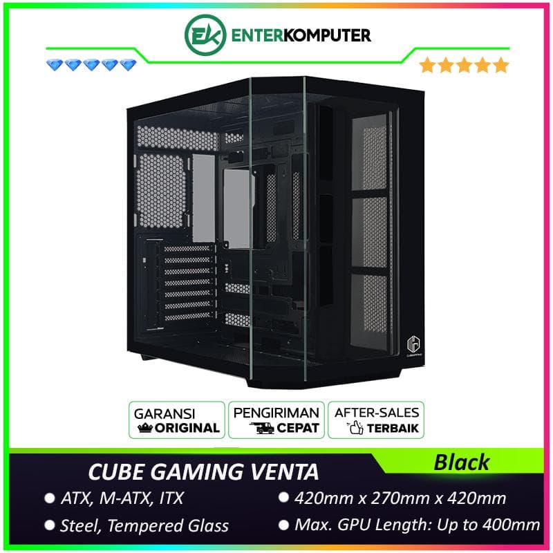 CUBE GAMING VENTA - ATX Gaming Case - Panoramic View - BTF Mainboard Ready - Aesthetic Dual Chamber Design - Front & Left Side Tempered Glass - Airflow Potential - Dust Filter - foto 1