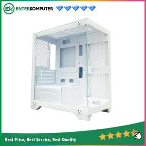 CUBE GAMING BLUEY WHITE - mATX Gaming Case - All White Inside - Front & Left Side Tempered Glass - Dust Filter - PSU Cover - foto 1