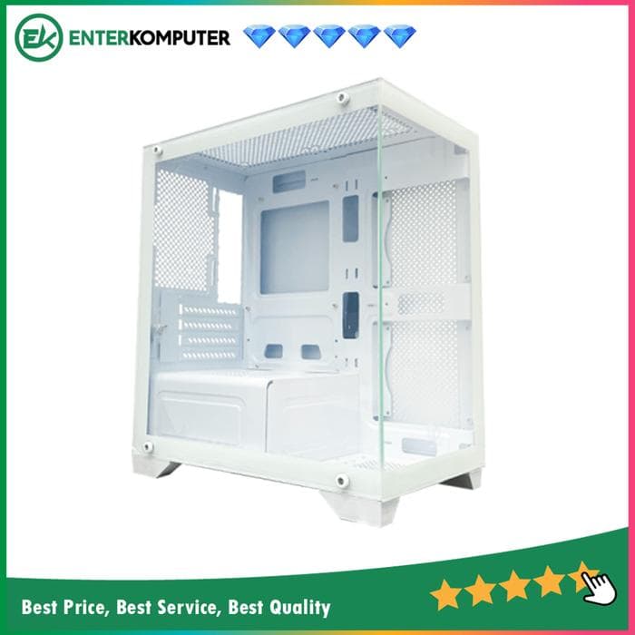 CUBE GAMING BLUEY WHITE - mATX Gaming Case - All White Inside - Front & Left Side Tempered Glass - Dust Filter - PSU Cover - foto 1