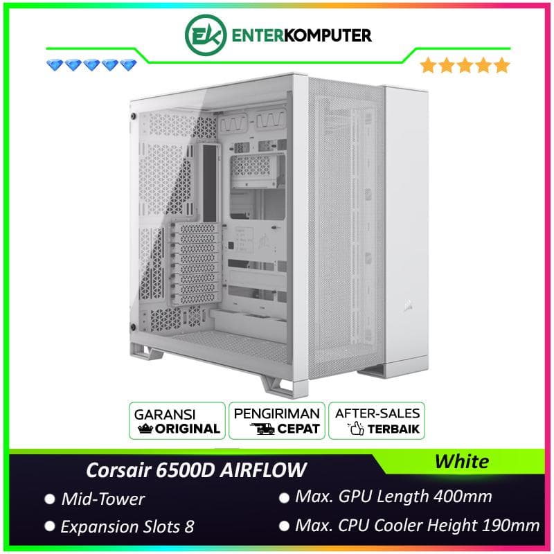 Corsair 6500D AIRFLOW Mid-Tower Dual Chamber Case - White - foto 1