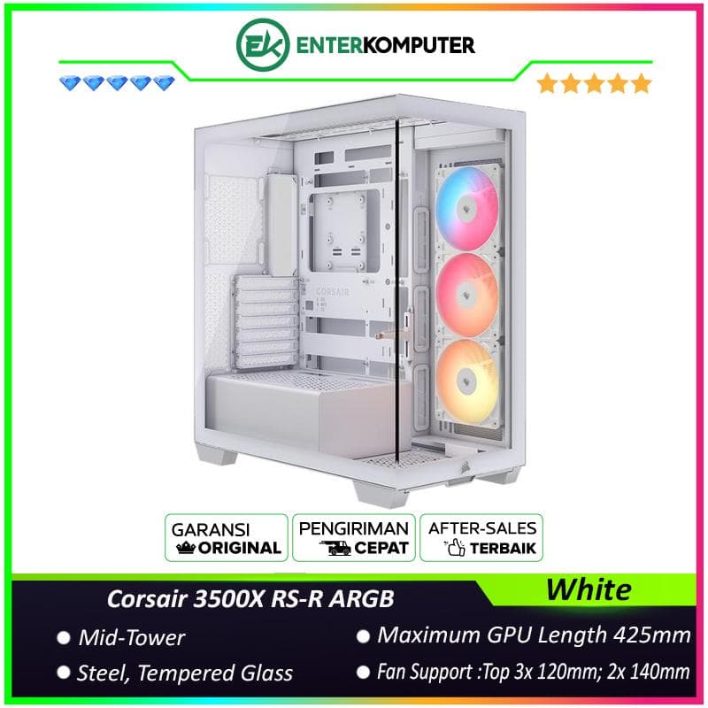 Corsair 3500X RS-R ARGB Tempered Glass - White - foto 1
