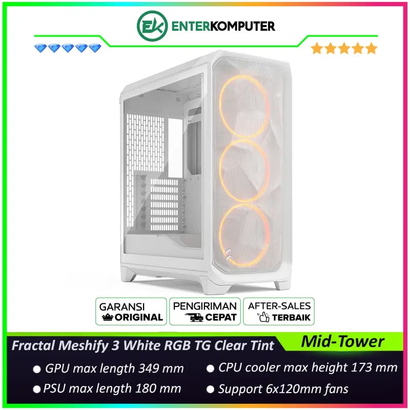 Fractal Meshify 3 White RGB TG Clear Tint - foto 1