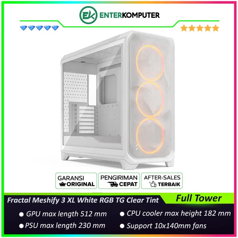 Fractal Meshify 3 XL White RGB TG Clear Tint - foto 1