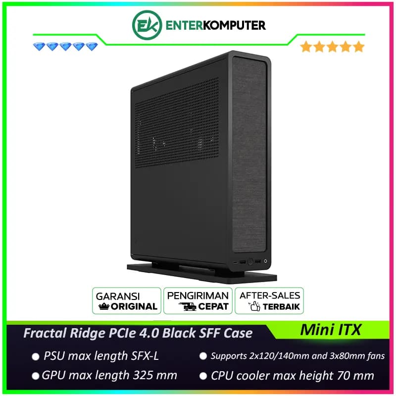 Fractal Ridge PCIe 4.0 Black Mini ITX SFF Case - foto 1