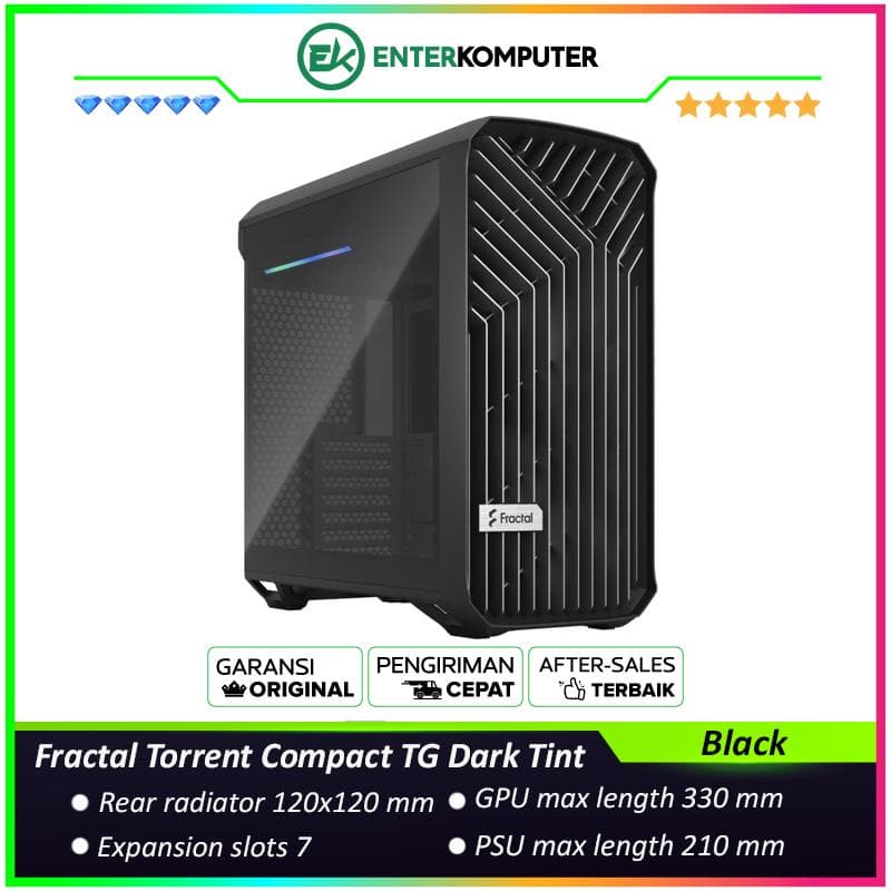 Fractal Torrent Compact Black TG Dark Tint - foto 1