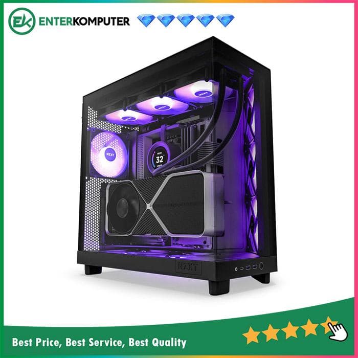 NZXT H6 Flow RGB Black - Compact Dual-Chamber Mid-Tower Airflow Case with RGB Fans - foto 1