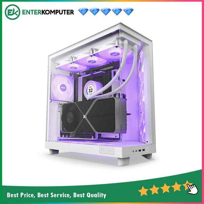 NZXT H6 Flow RGB White - Compact Dual-Chamber Mid-Tower Airflow Case with RGB Fans - foto 1