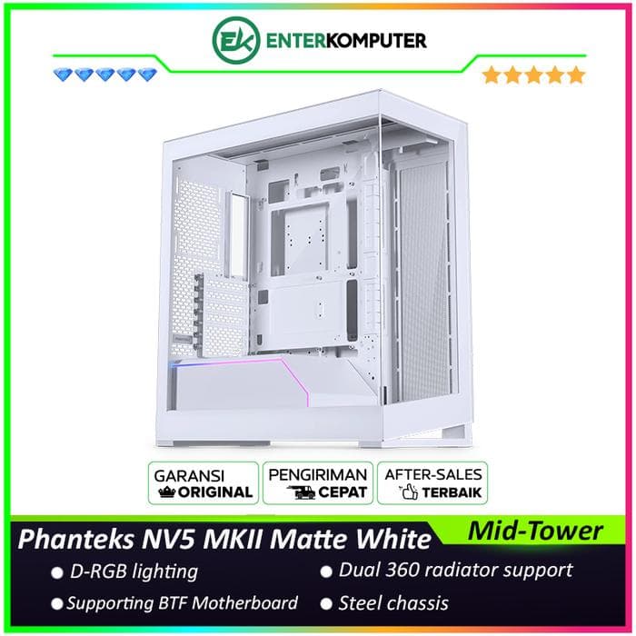 Phanteks NV5 MKII Matte White D-RGB Near-seamless Glass View Mid-Tower Case - foto 1