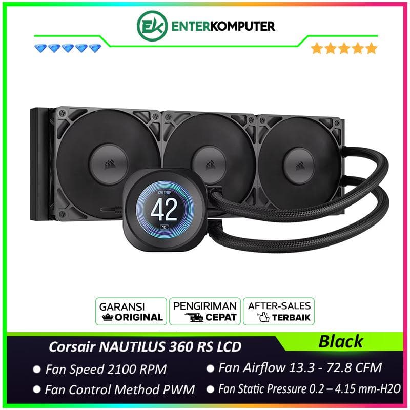 Corsair NAUTILUS 360 RS LCD Liquid CPU Cooler - Black - foto 1