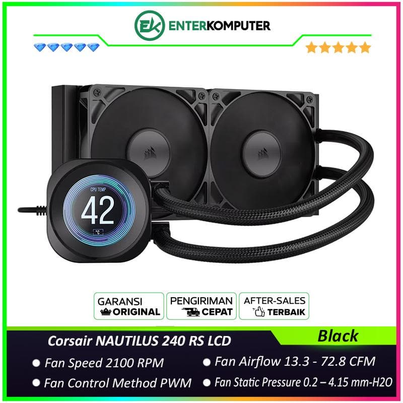 Corsair NAUTILUS 240 RS LCD Liquid CPU Cooler - Black - foto 1