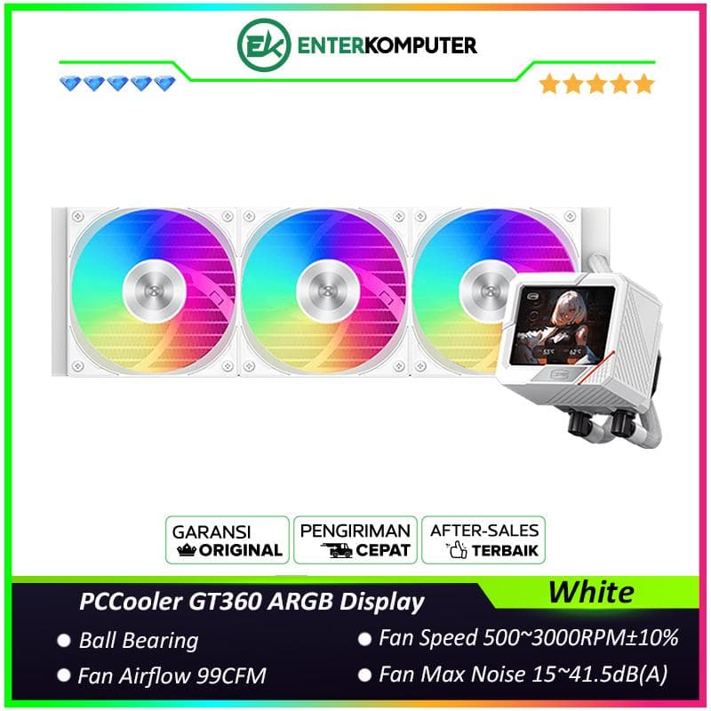 PCCooler GT360 ARGB Display White 3.5 IPS Screen Liquid Cooler - foto 1