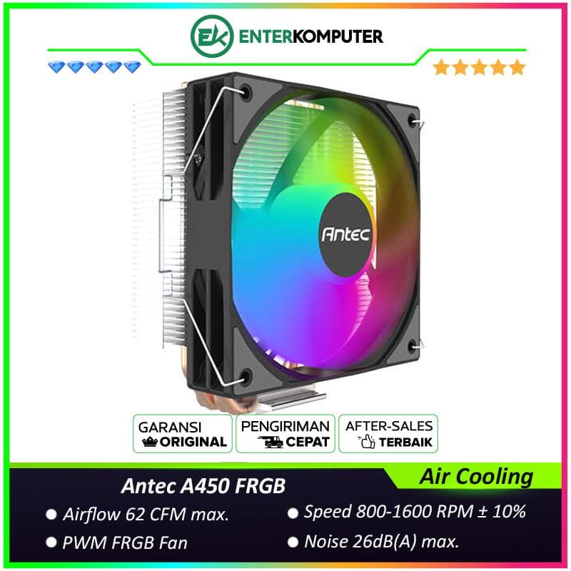 Antec A450 FRGB - Hight Performance CPU Cooler - 4 Direct-Touched Copper Heat Pipes - PWM Silent Fan - Compatibility All Socket (AM5 Ready) - foto 1