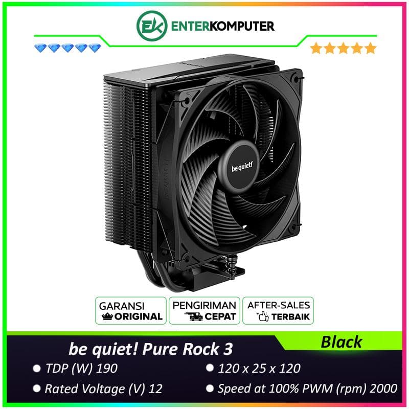 be quiet! Pure Rock 3 Black - Compact Performance for everyone - High Performance Cooling - 1x Pure Wings 3 120mm PWM - foto 1