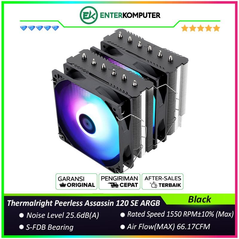 Thermalright Peerless Assassin 120 SE ARGB Black Dual Tower CPU Cooler - foto 1