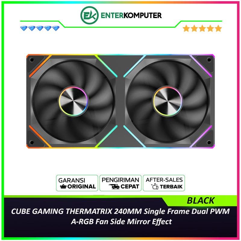 CUBE GAMING THERMATRIX 240MM BLACK Single Frame Dual PWM A-RGB Fan - Side Mirror Effect - foto 1