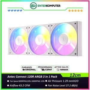 Antec Connect 120R ARGB WHITE 3 in 1 Pack - 12CM ARGB Reverse PWM FAN with Daisy Chain Features - foto 1