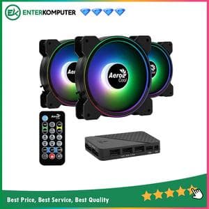 Aerocool Saturn 12F ARGB Pro 12CM Fan (3 Pcs 120mm Fan + H66F Hub + Remote Control) - foto 1