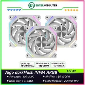 Aigo darkFlash INF34 ARGB White 12CM PWM Fan (3 Fan) - foto 1