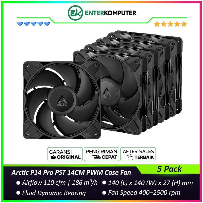 Arctic P14 Pro PST 14CM PWM Case Fan (5 Pack) - foto 1