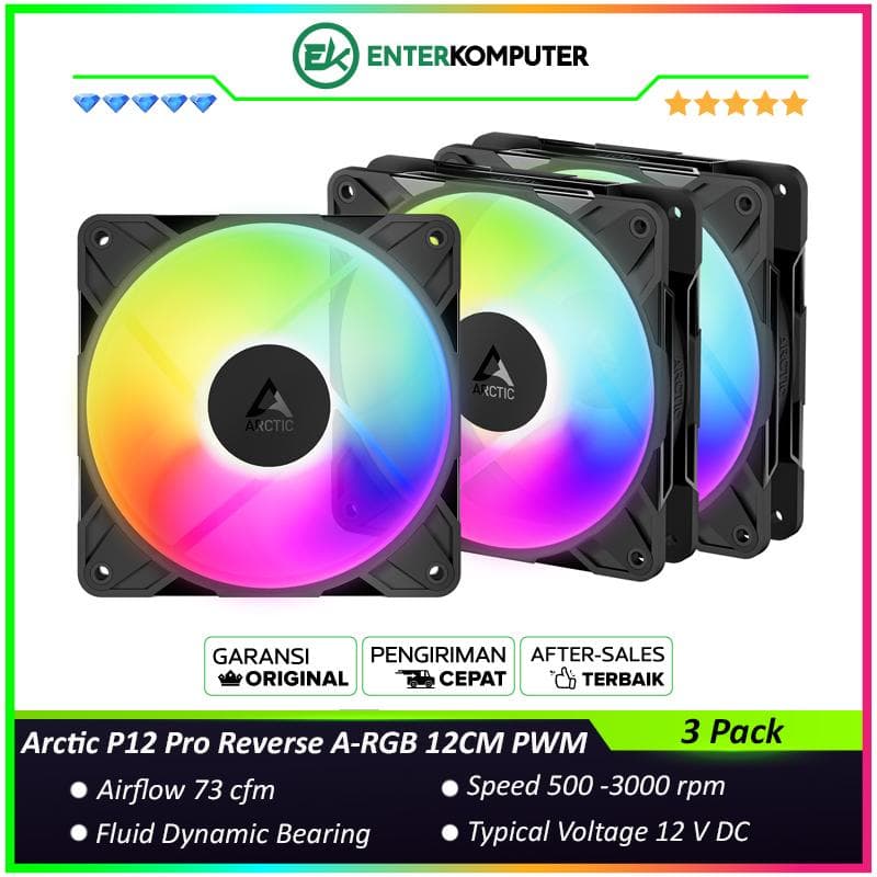Arctic P12 Pro Reverse A-RGB 12CM PWM Case Fan (3 Pack) - foto 1
