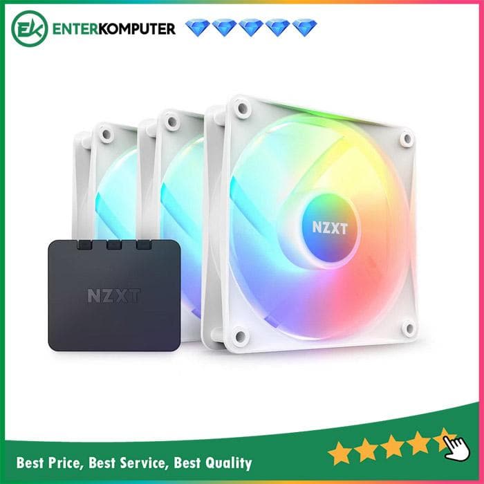 NZXT F120 RGB Core Triple Pack - Matte White (3 x 120mm Hub-Mounted RGB Fans & Controller) - foto 1
