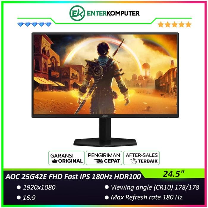AOC 25G42E 24.5 FHD Fast IPS 180Hz HDR10 Gaming Monitor with Adaptive Sync - foto 1