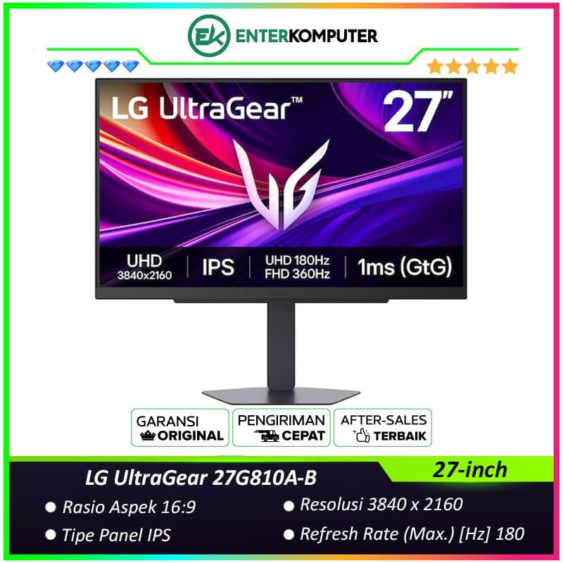 LG UltraGear 27G810A-B 27-inch Dual Mode 4K UHD 180Hz or FHD 360Hz IPS HDR400 Gaming Monitor - foto 1