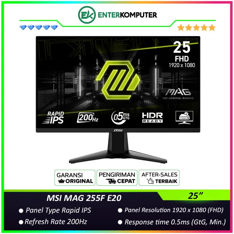 MSI MAG 255F E20 24.5 FHD Rapid IPS 200Hz Gaming Monitor - foto 1