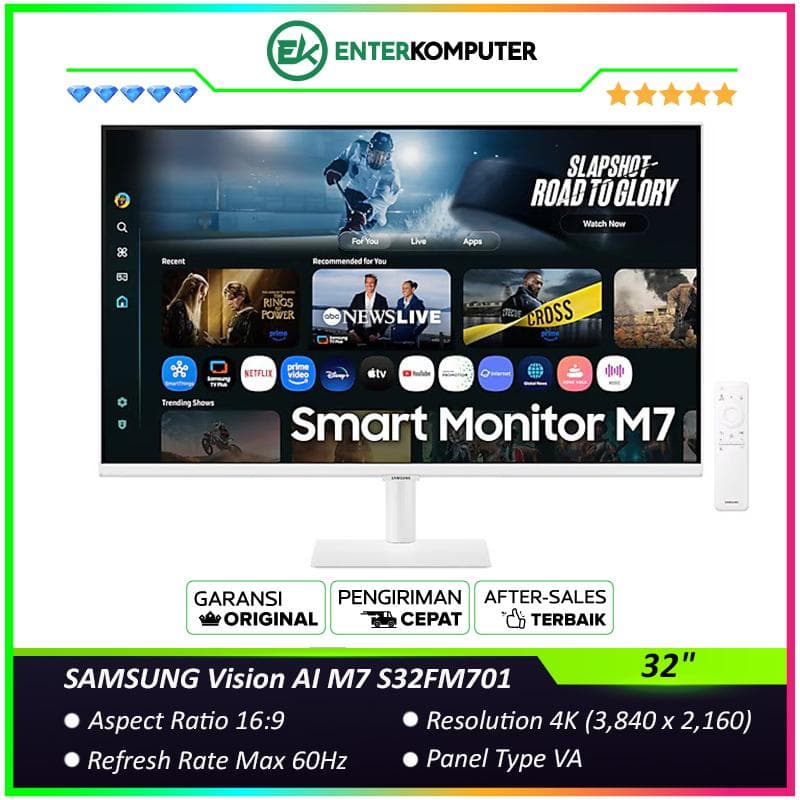 Samsung Vision AI M7 S32FM701 32 4K Smart Monitor HDR10 with Built-in Speaker - White - foto 1