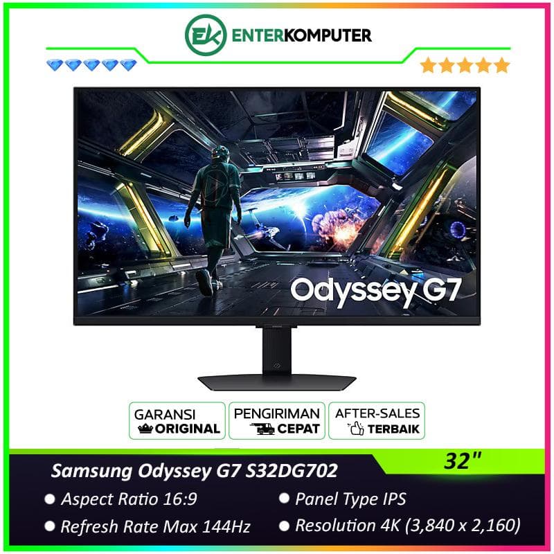 Samsung Odyssey G7 S32DG702 32 4K UHD Fast IPS 144Hz HDR400 Gaming Monitor - foto 1
